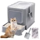 thumbnail image 1 of Largo Arenero/Inodoro para Gato con Pala,Removibles Plegable Arenero Cerrado 50*40*40cm,Caja de Arena para Gatos,con Puerta Superior&amp;Puerta Lateral Móvil de dos Direcciones,(peso<13KG),Desodorizante, 1 of 7