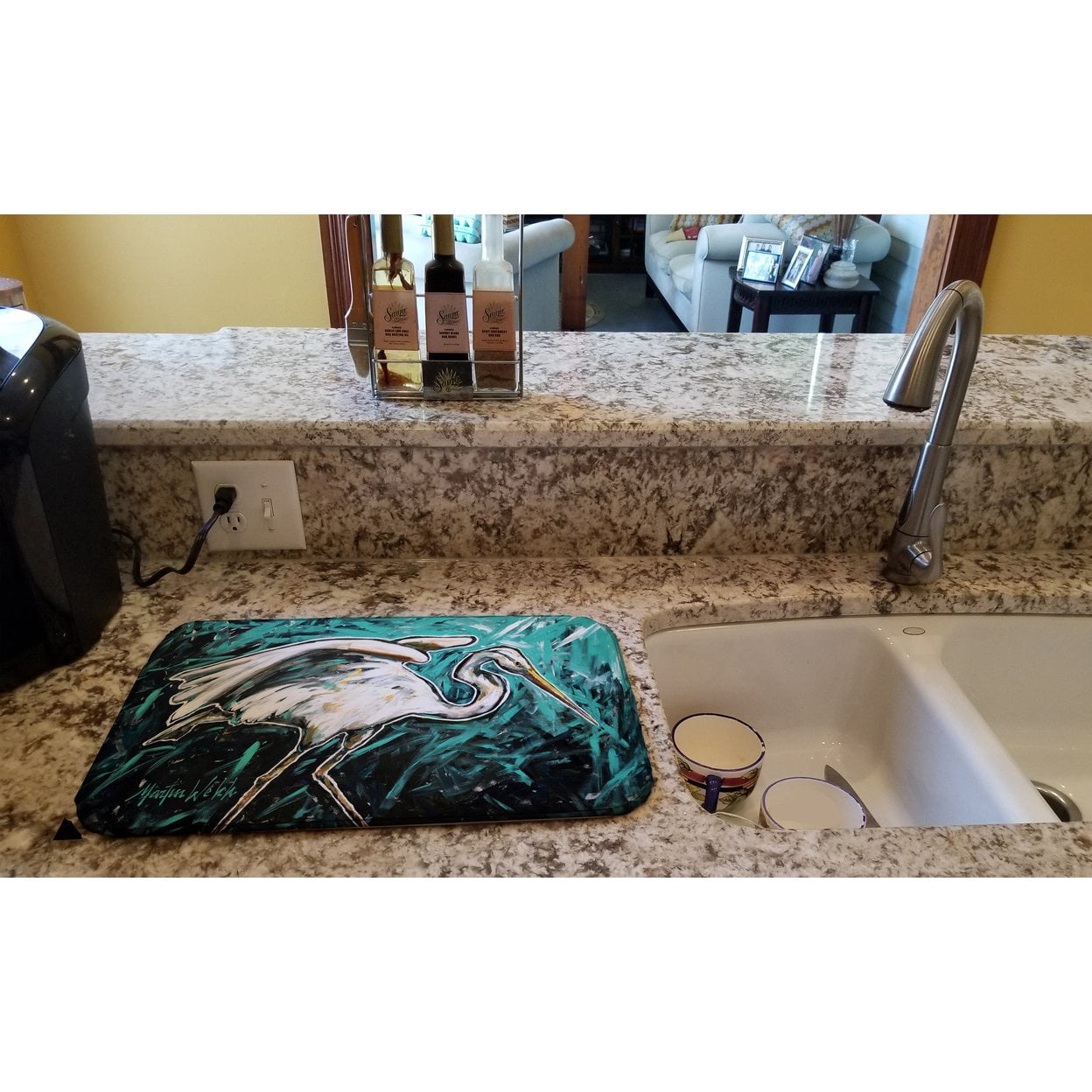 Carolines Treasures MW2135DDM 21 x 14 in. Heron Stretch Dish Drying Mat