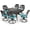 Antique Bronze / Ocean Blue, variant on VIVIJASON 7-Piece Outdoor Furniture Dining Set, All-Weather Cast Aluminum Patio Conversation Set, Include 6 Swivel Dining Chairs and a Rectangle Table with Umbrella Hole, White/Green Cushion