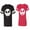 Men Black / Women Red, variant on Jack Skull Matching Couple Cotton Jerseys (Men Black / Women Heather) (Men S / Women M)