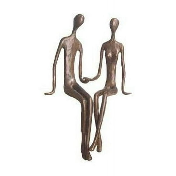 Danya B. ZD6349 Contemporary Sand-Casted Bronze Sculpture- Sitting Couple Holding Hands