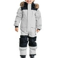 thumbnail image 2 of VKOYWKM Toddler One Piece Snowsuit Waterproof Windproof Winter Snow Suit Hooded Snowsuit for Outdoor 1-15 Years, 2 of 3