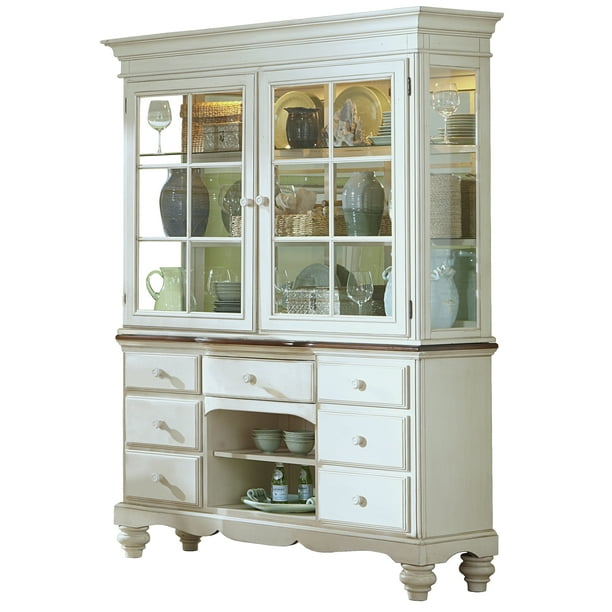 Hillsdale Furniture Pine Island Wood Buffet & Hutch, Antique White