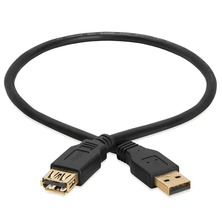 Cmple - USB Extension Cable 1.5ft Type A USB Male to Female USB 3.0 Cable  for External Hard Drive, Keyboard, Webcam, USB Hub, Flash Drive - Black 