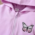 thumbnail image 4 of GYRATEDREAM Girls Hooded Jacket Butterfly Zip Coat Little Girls Jacket Lightweight Adorable Outerwear For Spring & Autumn for 5-6Y Purple, 4 of 9