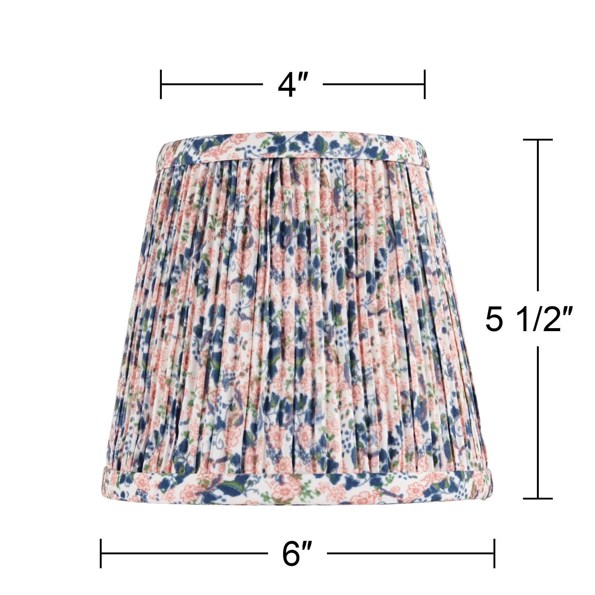 Springcrest 4" Top x 6" Bottom x 5 1/2" High x Print Lamp Shade Replacement Pink Blue Floral Shirred Pleated Clip On Candelabra