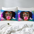 thumbnail image 4 of Black Woman Sheet Set Queen,American African Black Sheets Afro Hair Princess Melanin Bed Sheets Set,Butterfly Gradient Teal Blue Purple Green Rainbow Room Decor, 4 of 5