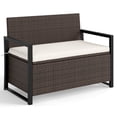 thumbnail image 2 of Costway Banc de Rangement pour Patio en Osier Causeuse avec Rangement Intégré et Long Coussin de Siège Brun, 2 of 10