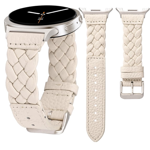 Wearlizer Leather Band Compatible with Samsung Samsung Galaxy Watch 9/8 40mm 44mm/ 8 Classic 46mm Band Women, Handwoven Braided Genuine Leather Soft Thin Wristband