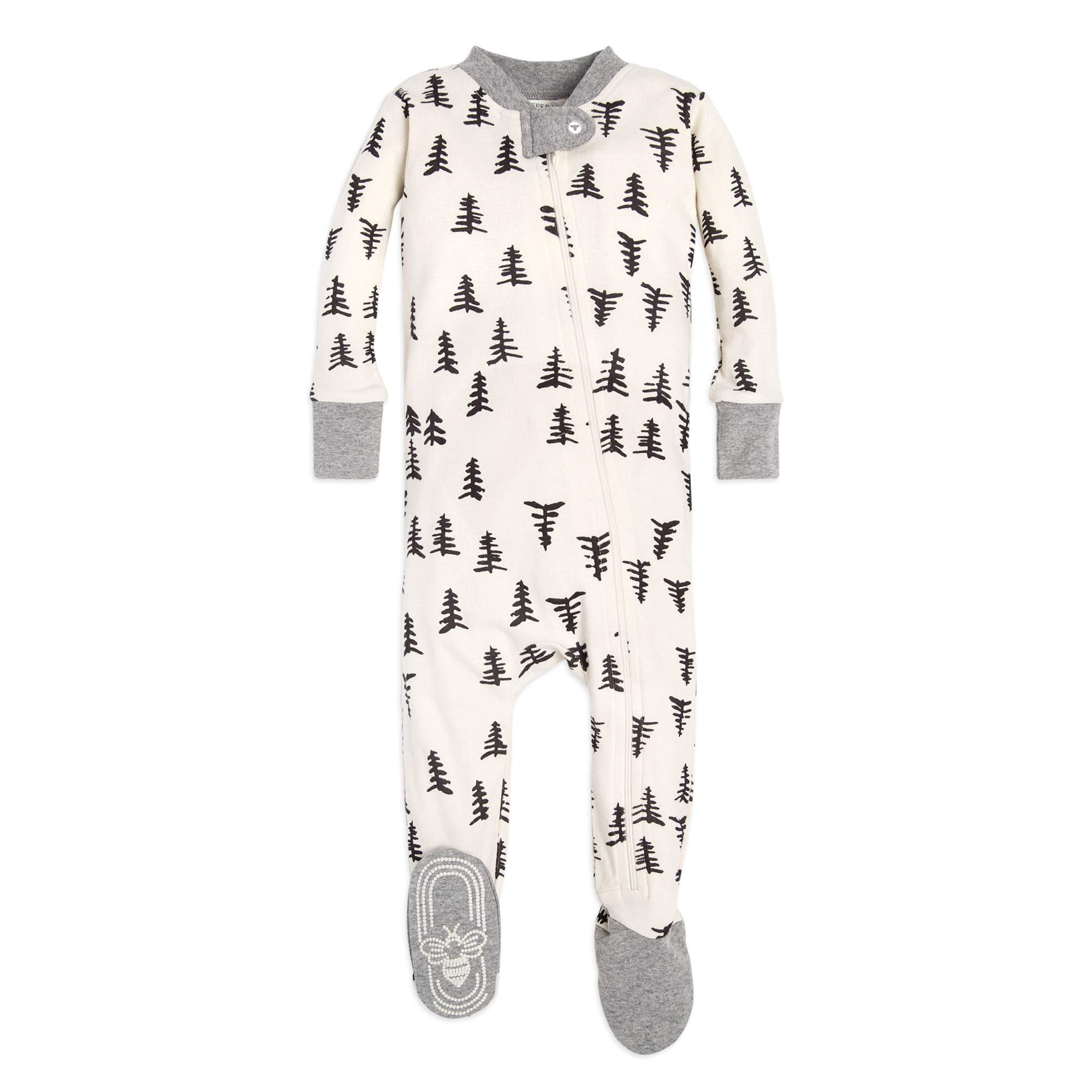 Burt s Bees Baby Baby Boys Pajamas zip front Non slip Footed Pjs organic Cotton And Toddler Sleepers trees 12 Months