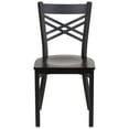 thumbnail image 3 of HERCULES Series Black ''X'' Back Metal Restaurant Chair - Walnut Wood Seat, 3 of 9