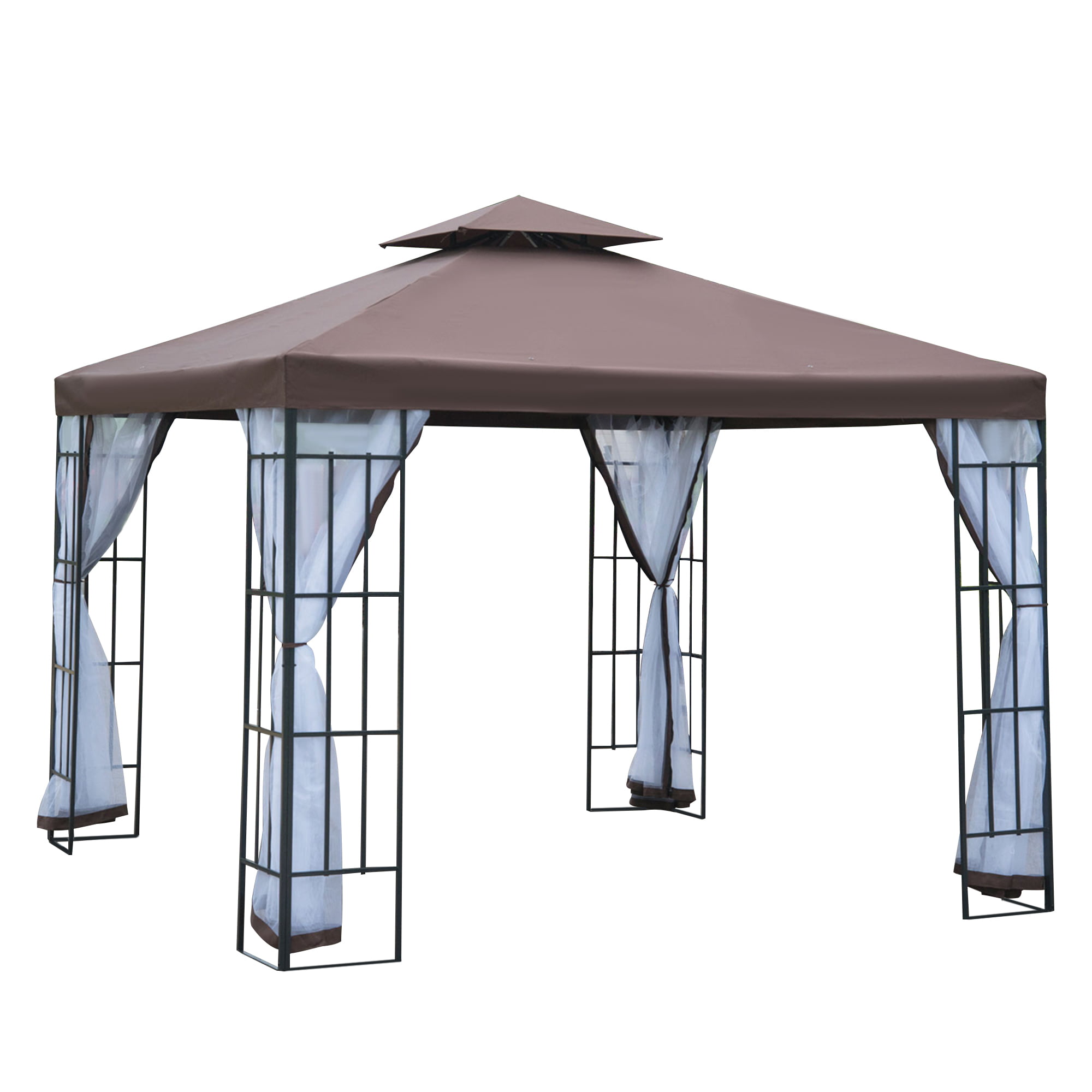 3x4m Gazebo Garden Metal Patio Poly Rattan Steel Marquee BBQ Pavilion Canopy 