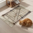 thumbnail image 6 of Bathroom Rug 2'x 3', Farmhouse Wood Grain Woven Cotton Washable Rug with Tassels, Vintage Country Barn Gate Brown Non Slip Front Door Mat for Entrance, Doorway, Hallway, Laundry Room, 6 of 9