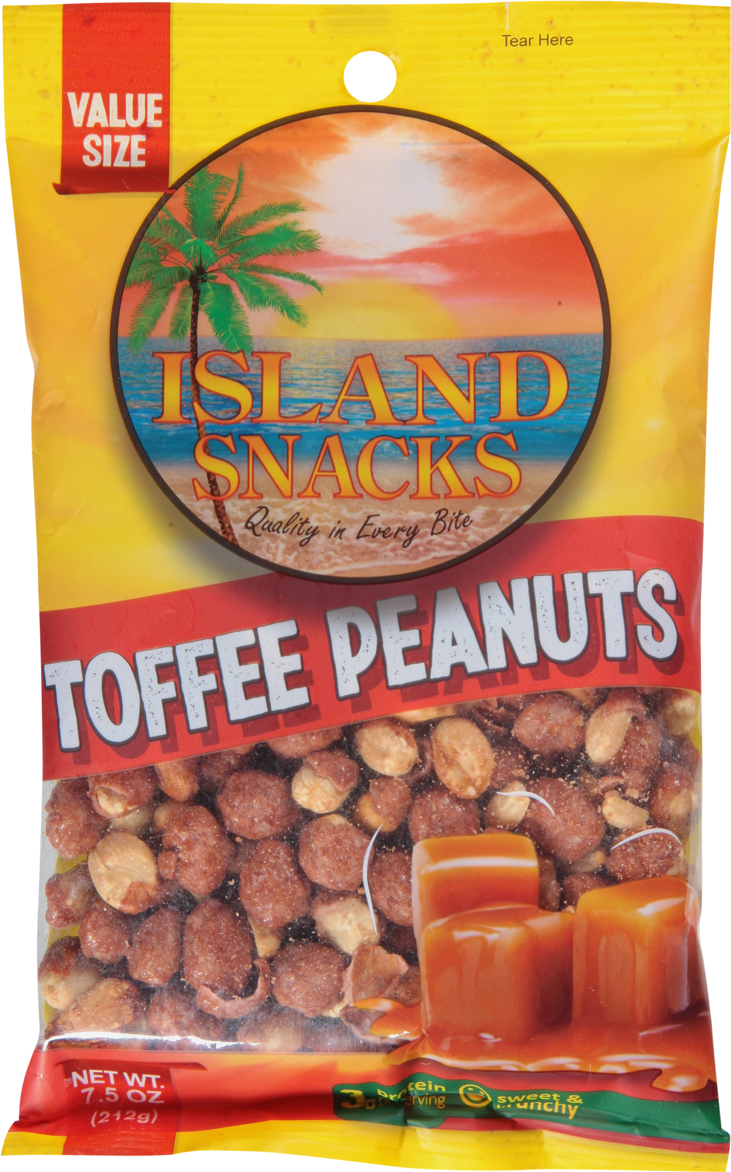 (4 pack) Island Snacks Toffee Peanuts, 7.5 Oz.
