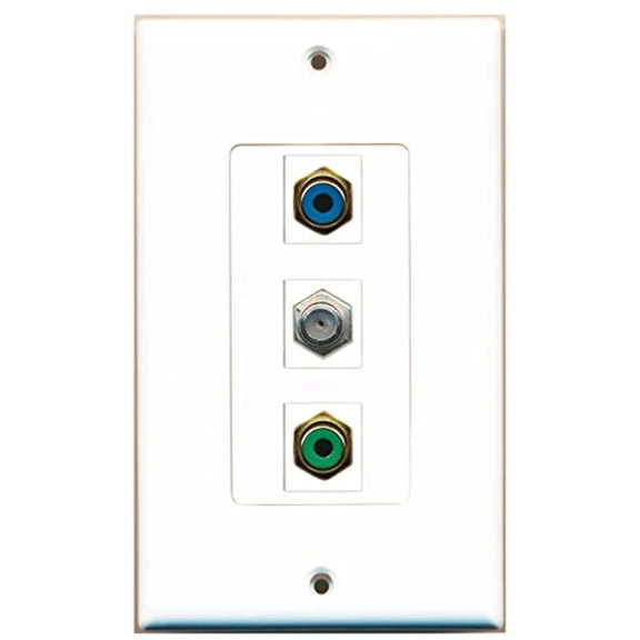 RiteAV - 1 Port RCA Red and 1 Port RCA Blue and 1 Port Coax Cable TV- F-Type Decorative Wall Plate Decorative