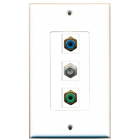 RiteAV - 1 Port RCA Red and 1 Port RCA Blue and 1 Port Coax Cable TV- F-Type Decorative Wall Plate Decorative price history on PriceWatchPro