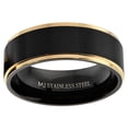 thumbnail image 4 of MJ Metals Jewelry Bushed Stainless Steel 8mm Black Plated Drop Down Edges Gold Wedding Band Ring Size 9, 4 of 6