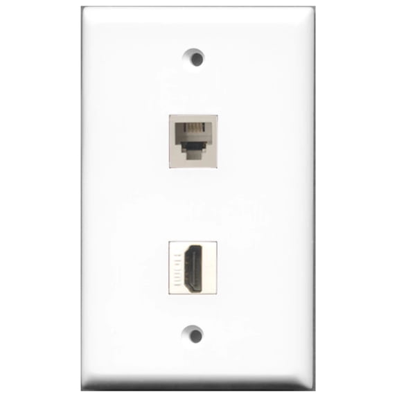 Ultra Spec Cables 1 Port HDMI 2.0 1 Port Phone RJ11 RJ12 Female F/F Wall Plate