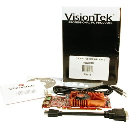 - Visiontek Radeon HD 7750 Graphic Card - 1 GB DDR3 SDRAM - PCI Express 3.0 x16 - Low-profile - Single Slot Space Required - 128 bit Bus Width - 2560 x 1600 - CrossFire - DirectX 11.0, DirectCompute 11,