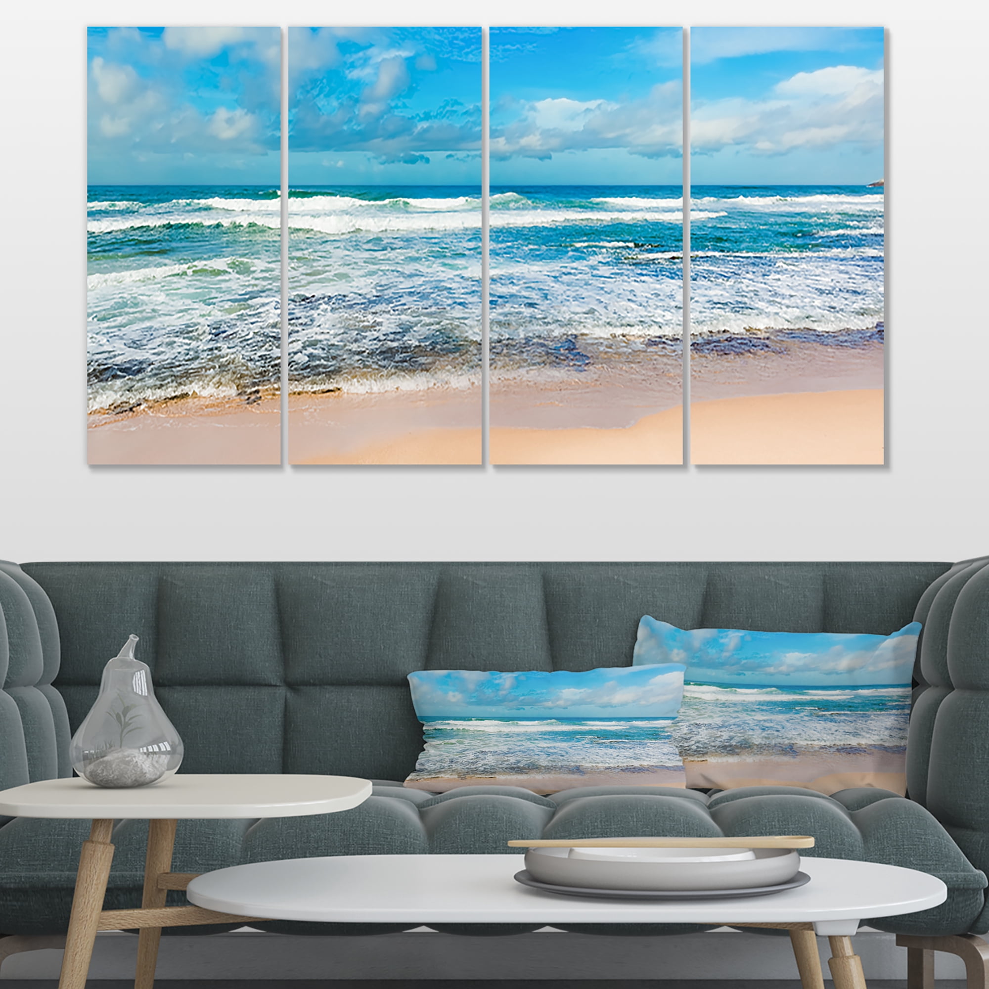 Designart 'Indian Ocean Panoramic View ' Extra Large Seashore Canvas Art