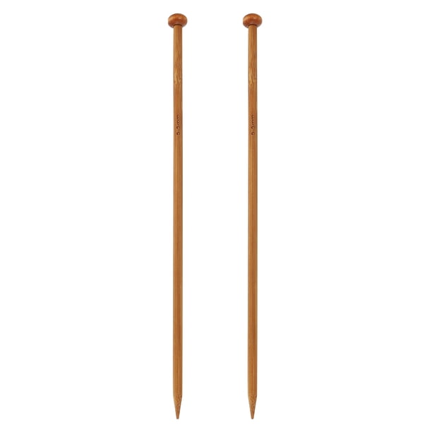 Uxcell 2Pcs 5.5mm Aguja de Tejer de Bambú Recta de Punta Simple de 9.8 pulgadas de Largo