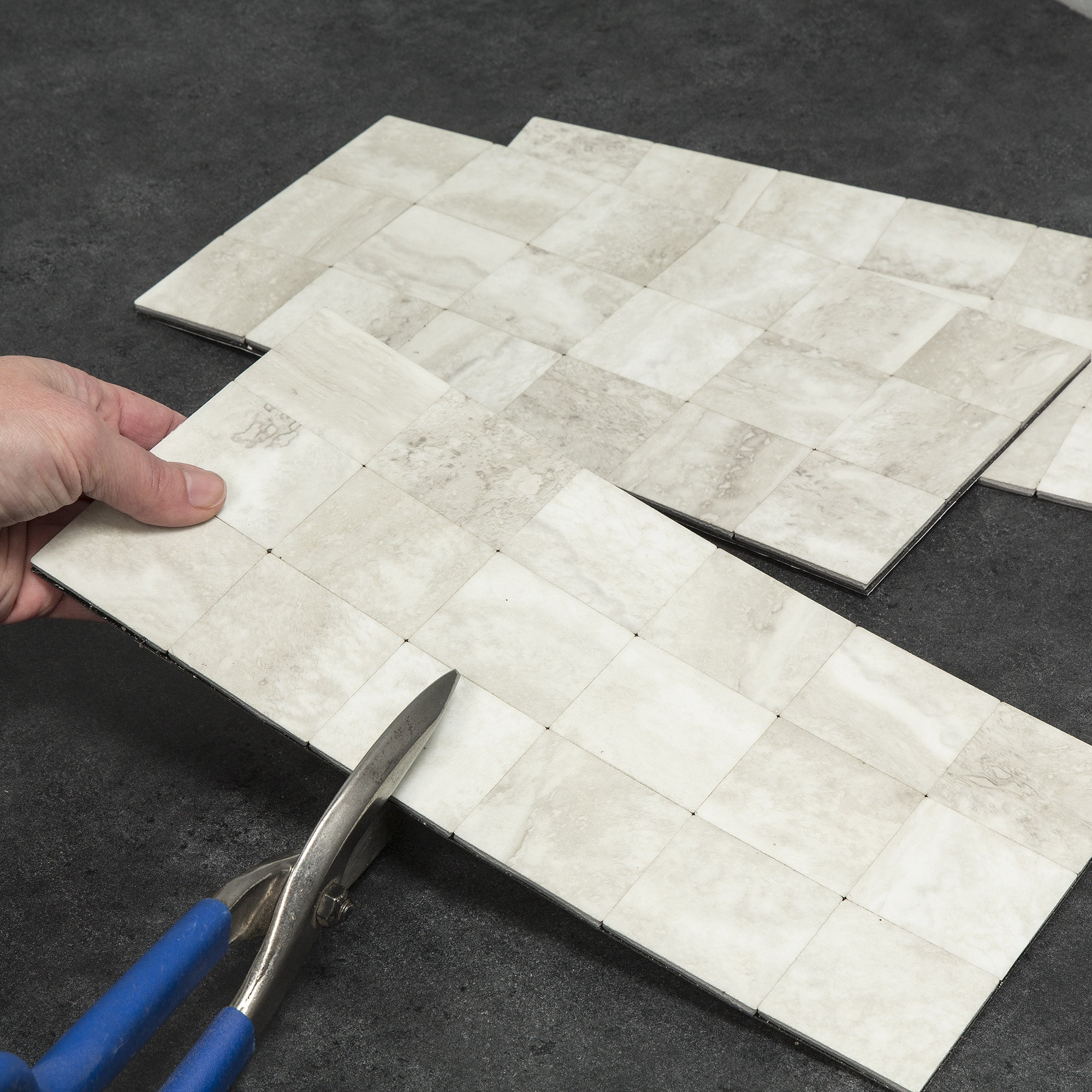 Aspect Collage 12in x 6in Peel and Stick Backsplash in Bone Porcelain (2pc per pack/5-Pack)