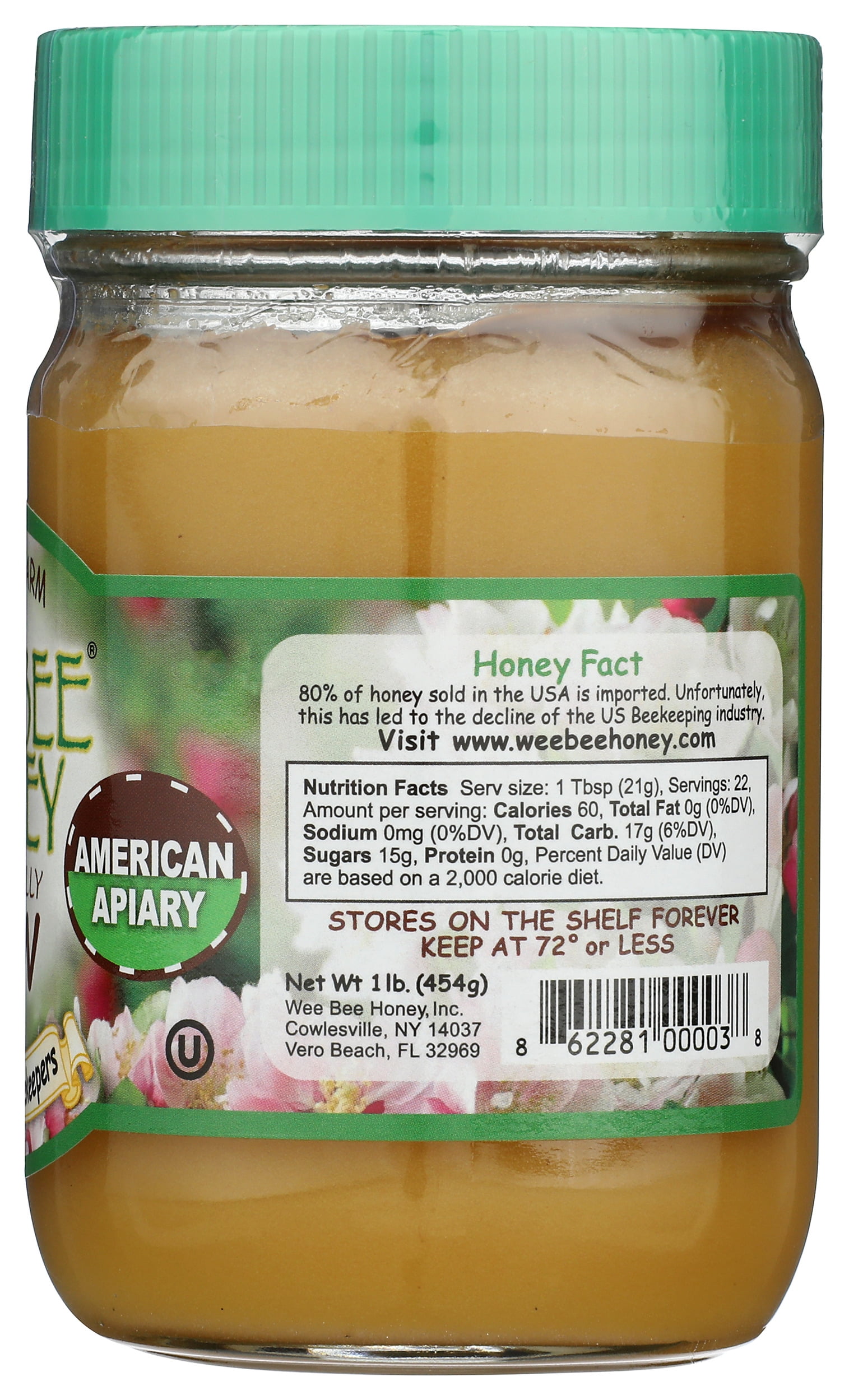 Pack of 12, Wee Bee Natural Raw Honey, 16 oz