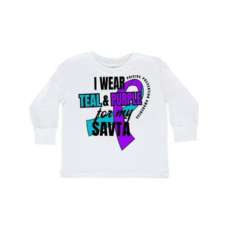 

Inktastic Suicide Prevention I Wear Teal and Purple for My Savta Gift Toddler Boy or Toddler Girl Long Sleeve T-Shirt