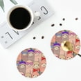 thumbnail image 4 of Lsque Cute Lamas Pattern 4" Drink Coasters Set of 4, PVC Leather Absorbent Coasters, Table Coaster Set Decorative Coffee Cup Coasters Housewarming Gift -Round Shape, 4 of 6