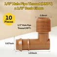 thumbnail image 2 of PVC to Drip Irrigation Adapter, 1/2" PVC Male Pipe Thread (MNPT) x 1/2" Drip Irrigation Barbed 90 Degree Elbow Drip Line to Threaded Hose Adapter Fittings (10 Pack) 1/2" MNPT to Barb Elbow, 2 of 8
