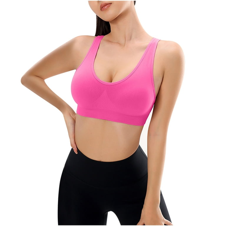 Aboser Women's Sports Bra Cross Back Bras for Running Removable Padded  Underwear Wirefree Soft Workout Bras for Yoga Fitness 