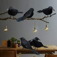 thumbnail image 6 of TETOU 6pcs Halloween Black Feathered Foam Crows Realistic Bird Halloween Ravens Decor Props, 6 of 7