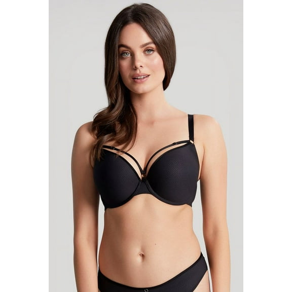 Panache BLACK Elan Luxe Plunge Cage Underwire Bra, US 36F, UK 36E