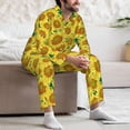 thumbnail image 7 of Naloa Floral Sunflowers Men’s Pajamas Set - Long Sleeve Button Down Sleep Shirt and Pajama Bottoms Sleepwear Set-Medium, 7 of 7
