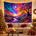 thumbnail image 3 of Colorful River Valley Under a Swirling Starry Sky, Dreamy Psychedelic Style for Art Lovers, Fantasy Landscape Decor, Housewarming Gift, Tapestry Wall Hanging for Bedroom and Dorm, 3 of 7