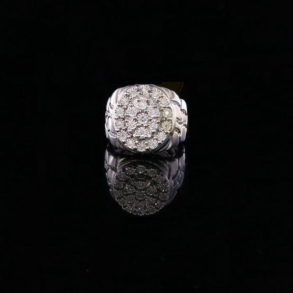 King of Bling's 0.30CT Real Diamond Men's 925 Sterling Silver White Ring Size 8 Antique Design