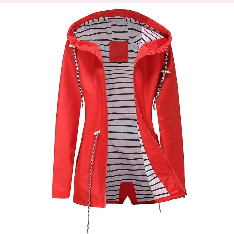 SMihono Deals Womens Jackets Zip Up Coat Fashion Windbreaker Outerwear  Casual Rainproof Jacket Winter Fall Hooded Casual Outwear Jackets for Women  2023 Trendy Pink 14 