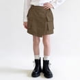 thumbnail image 2 of FRSASU Girls Summer Wrap Cargo Mini Skirts, Casual Elastic High Waisted Cute A-Line Skirts with Multi Pockets for 1-15 Years Army Green, 2 of 7