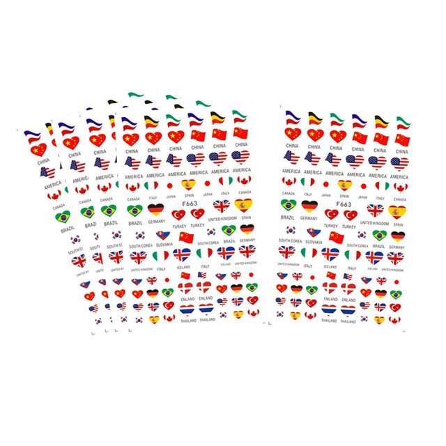 Bandera nacional Nail Art Stickers Calcomanías de uñas Láminas de uñas Hoja B Zulema etiqueta engomada del arte del clavo
