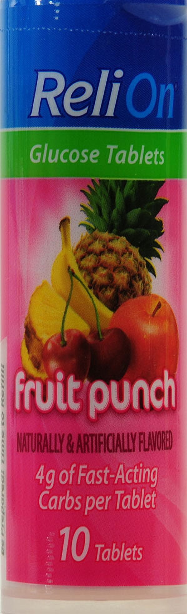 ReliOn Fruit Punch Glucose Tablets, 10 Count
