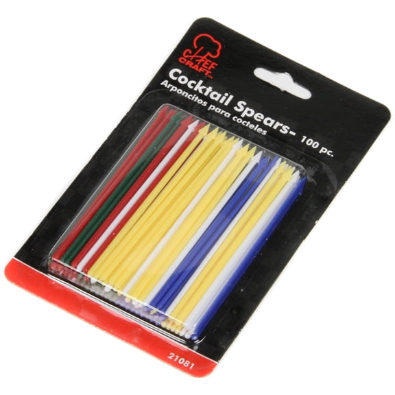 Chef Craft Select Plastic Cocktail Spears, 3.25 inches in Length 100 Piece Set, Assorted
