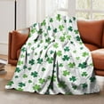 thumbnail image 4 of Flannel Throw Blanket St Patricks Day Lucky Spring Green Clover Shamrock Cozy&Soft Plush Blankets for Bed Couch Living Room Sofa Chair, 4 of 6