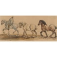 thumbnail image 2 of Piotr Michałowski 14x8 Black Ornate Wood Framed Double Matted Museum Art Print Titled: Three Horses Harnessed One Behind the Other (1845-1848), 2 of 5