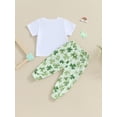 thumbnail image 3 of Toddler Baby Boy Girl St. Patrick's Day Outfit Short Sleeve Mr Lucky Chaim T-Shirt Top +Clover Pants Set Summer Clothes, 3 of 7