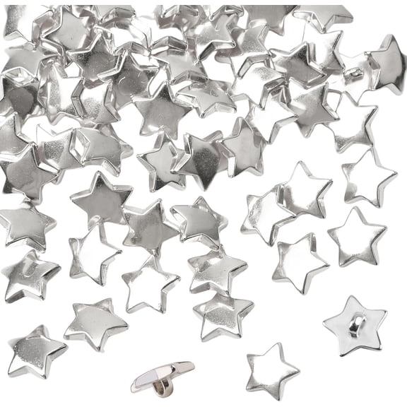 100Pcs Silvery Alloy Star Buttons for Crafts, Retro Metal Buttons Five-Pointed Star Buttons Easy to Sew on Embellishments for DIY Crafts,15mm