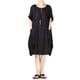 thumbnail image 5 of Qarigey Vestido suelto femenino manga corta primavera verano cuello Irregular Casual Color sólido vestidos hasta la rodilla Vestidos Negro SG, 5 of 6