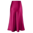thumbnail image 4 of STAOEDU Midi Skirts for Women High Waist Silk Stain Casual A Line Zipper Skirt, 4 of 6