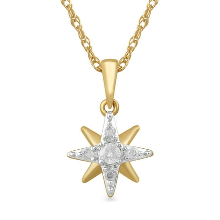 Brilliance Fine Jewelry Diamond Star Pendant 1/10 Ct in 10K Yellow Gold for Women and Teen