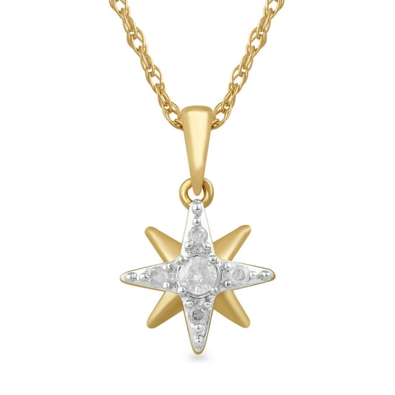 Brilliance Fine Jewelry Diamond Star Pendant 1/10 Ct in 10K Yellow Gold for Women and Teen