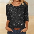 thumbnail image 2 of Yuanlong Womens T-Shirts Crew Neck 3/4 Sleeve Bling Bling Sequin Tshirts Valentine Day Spring Outings FAshion Ladies Tee, 2 of 4